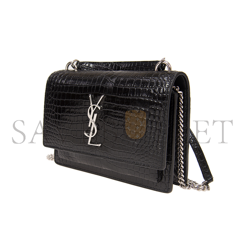 Y*L sunset chain wallet in crocodile-embossed shiny leather 533026dnd1n1000 (19*14*5.5cm)